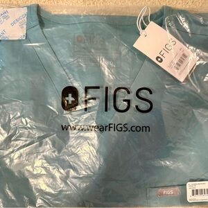 Figs Aqua Blue Scrub Top